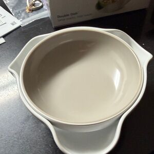 Double Dish Serving Bowl - Cream and White